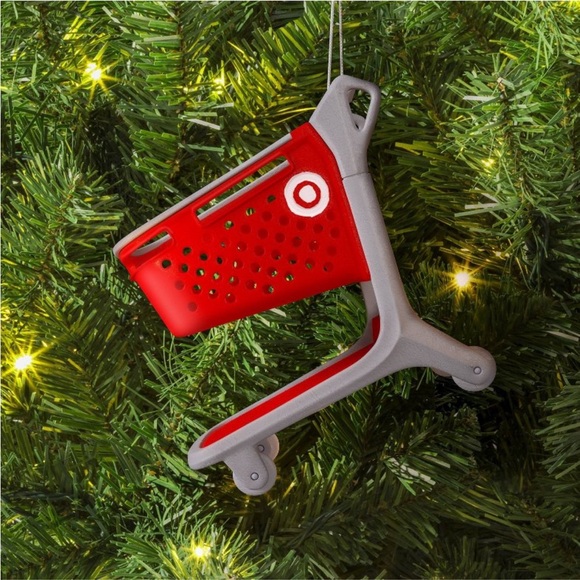 New 2025 4-inch Christmas Plastic Target Shopping Cart Ornament - Picture 1 of 2